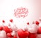 Happy Valentines Day Background with 3D Realistic Red Hearts