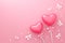 Happy Valentines day background with Love candy and small ribbon or gift style pattern. Romantic heart shape on pink backdrops. 3D