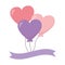 Happy valentines day, balloons shape hearts decoration