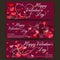 Happy Valentines day banners. Shiny hearts and light vector background