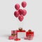 Happy Valentines Day. Be my Valentine. Celebration party with gift box decorations with greeting card mockup template