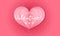 Happy valentines day big pink paper cut hearts have many tiny, thin pink hearts on the sides, on a pink background.