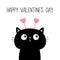 Happy Valentines Day. Black cat kitten kitty Pink heart hair hoop decoration. Cute cartoon kawaii funny animal baby character.