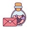 Happy valentines day, bottle glass envelope messages letter hearts romantic