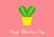 Happy Valentines Day. Cactus heart icon in flower pot. Desert prikly thorny spiny plant. Minimal flat design. Bright green housepl