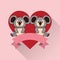 Happy valentines day card with cute koalas couple