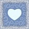 Happy valentines day card with heart on blue background