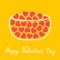 Happy Valentines day card. Love glass bowl line cup icon. Pink heart set inside. Cute decoration element. Flat design. Yellow