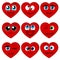 Happy Valentines Day. Cartoon heart with many emotions.