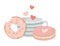 Happy valentines day coffee cup cookie and donut dessert love