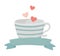 Happy valentines day coffee cup flying hearts love romantic