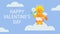 Happy Valentines Day composition cupid holding flower and winking. Greeting video card