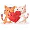 Happy Valentines Day of couple cat with jigsaw heart