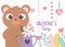 Happy valentines day, cute bear watering can flowers hearts love