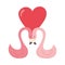 Happy valentines day, cute couple flamingo with heart love cartoon