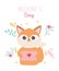 Happy valentines day, cute fox with envelope letter flowers foliage