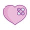 Happy valentines day, cute heart with bandages first aid sad love