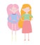 Happy valentines day, cute young girls beautiful cartoon