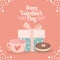 Happy valentines day decorative gift box and sweet cookies love