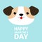 Happy Valentines Day. Dog face head round icon. Cute cartoon kawaii funny baby character. White puppy pooch. Flat design style.