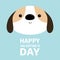 Happy Valentines Day. Dog face head round icon. White puppy pooch. Cute cartoon kawaii funny baby character. Flat design style.