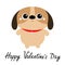 Happy Valentines Day. Dog toy icon. Big eyes. Puppy pooch standing. Funny Kawaii animal. Kids print. Cute cartoon baby character.