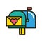 Happy valentines day envelope with heart in mailbox