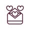 Happy valentines day envelope hearts mail love romantic feeling icon thick line