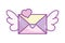 Happy valentines day, envelope message letter wings heart love