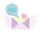 Happy valentines day, envelope wings message speech bubble heart love