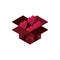 Happy valentines day filled box with hearts love isometric icon