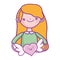 Happy valentines day, girl holding heart with wings love romantic cartoon