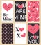 Happy Valentines Day greating card set. I love you