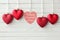 Happy Valentines Day greeting card. Beautiful red hearts