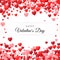 Happy Valentines day greeting card. Greeting card cover template. Background filled with hearts with place for inscription. Vector