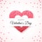 Happy Valentines day greeting card. Greeting card template. Heart shape frame filled with hearts with place for inscription.