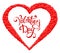 Happy Valentines day greeting card. One red beautiful heart made of many little hearts