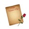 Happy Valentines Day Greeting Card. Worn Parchment