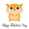 Happy Valentines Day. Hamster toy icon. Big eyes. Funny Kawaii animal standing. Kids print. Cute cartoon baby character. Pet