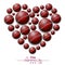 Happy Valentines Day. Heart made of cricket balls