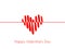 Happy Valentines day heart rate. Abstract red heart from lines stripe curving in center into shape romantic jump