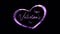 Happy Valentines Day in heart shape purple glittering text