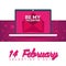 Happy Valentines Day. Laptop with envelops. Vector flat illustration.