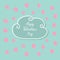 Happy Valentines Day. Love card. Cloud contour line frame. Heart set. Flat design Pink, blue color background