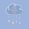 Happy Valentines Day. Love card. Cloud with hanging rain button drops, bow. Heart shape. Dash line Flat design Rose quartz serenit