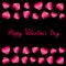 Happy Valentines Day. Love card. Heart frame. Flat design Striped pink symbol on black background.