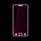 Happy Valentines Day mobile phone pink neon gadget icon, smartphone sign with hearts. Bright glowing symbol over black. Lights