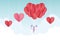 Happy valentines day origami balloons hearts gift clouds