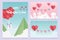 Happy valentines day origami gift hearts balloons mountains