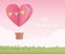 Happy valentines day origami paper air balloon love heart field sky